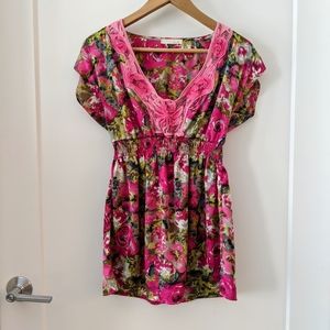 🌸3 for $27🌸Lush Pink Floral Short Sleeve Blouse